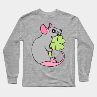 Lucky Clover Rat (Full Color Version 1) Long Sleeve T-Shirt